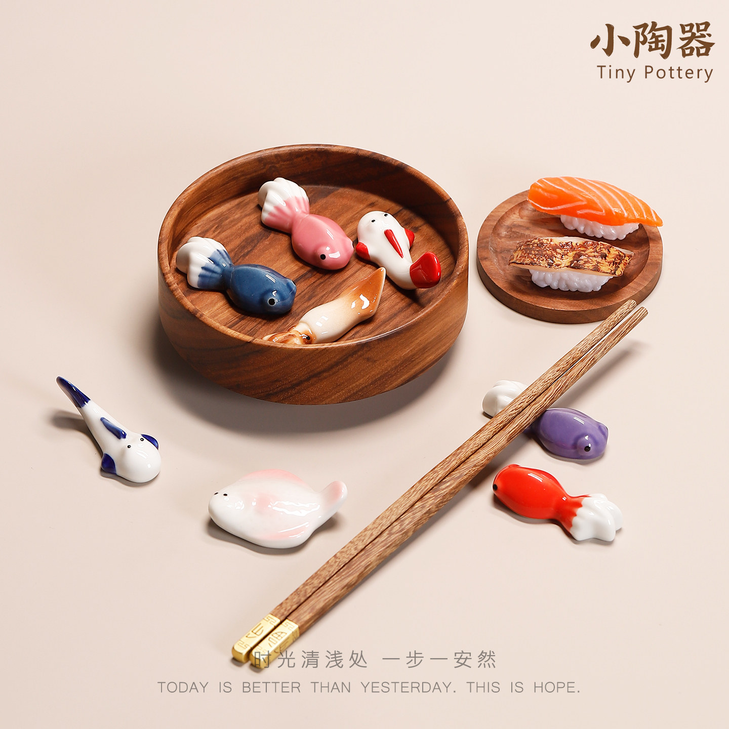 日式杂货实心陶瓷金鱼筷架家用筷枕手绘笔托桌面小物创意送礼餐具,餐饮具,筷子架,淘宝优惠券,粉丝福利购,淘宝优惠卷