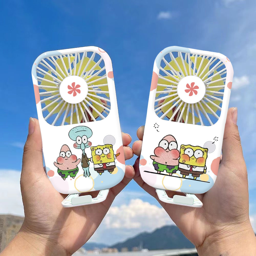 海绵宝派大星小风扇便携随身充电式电扇学生桌面宿舍静音迷你风扇