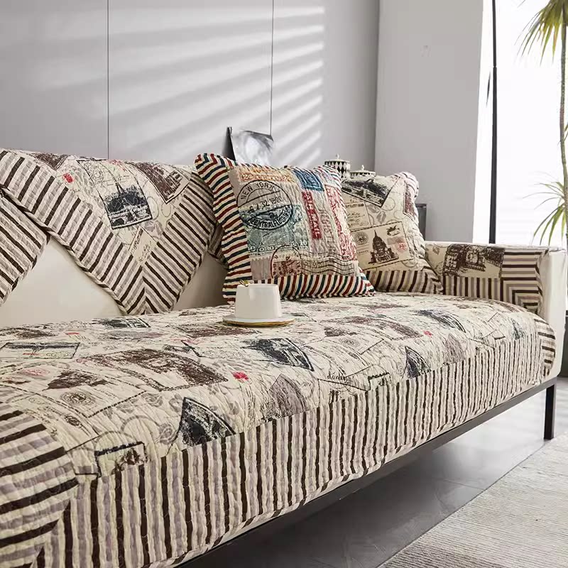 2024新品纯棉沙发垫防滑轻奢风真皮全棉布艺宜家坐垫巾盖四季通用