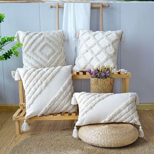high quality Premium Tufted Sofa Cushion Cover with Tassel