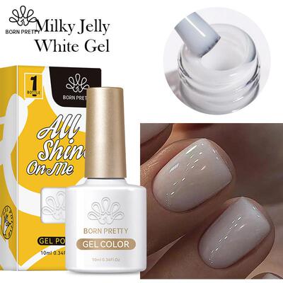 BORN PRETTY Milky Jelly White Nail Gel Polish Clear Pink