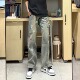美式 子 显瘦直筒长裤 复古做旧休闲泼墨彩虹百搭牛仔裤 男vibe风修身