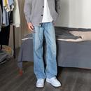 阔腿裤 百搭宽松显瘦休闲裤 子 男潮款 Cleanfit浅蓝色水洗直筒牛仔裤