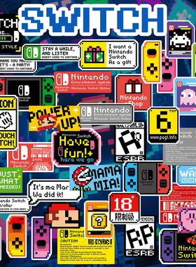 40枚卡通像素任天堂ns游戏机贴纸滑板贴电动车摩托车个性车贴防水