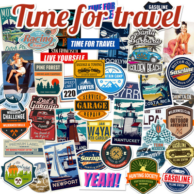 欧美城市复古哑面个性防水贴纸