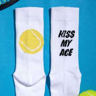 SOX&CO.原创KissMyAce网球新疆棉莱卡运动袜低筒中筒白袜毛巾底