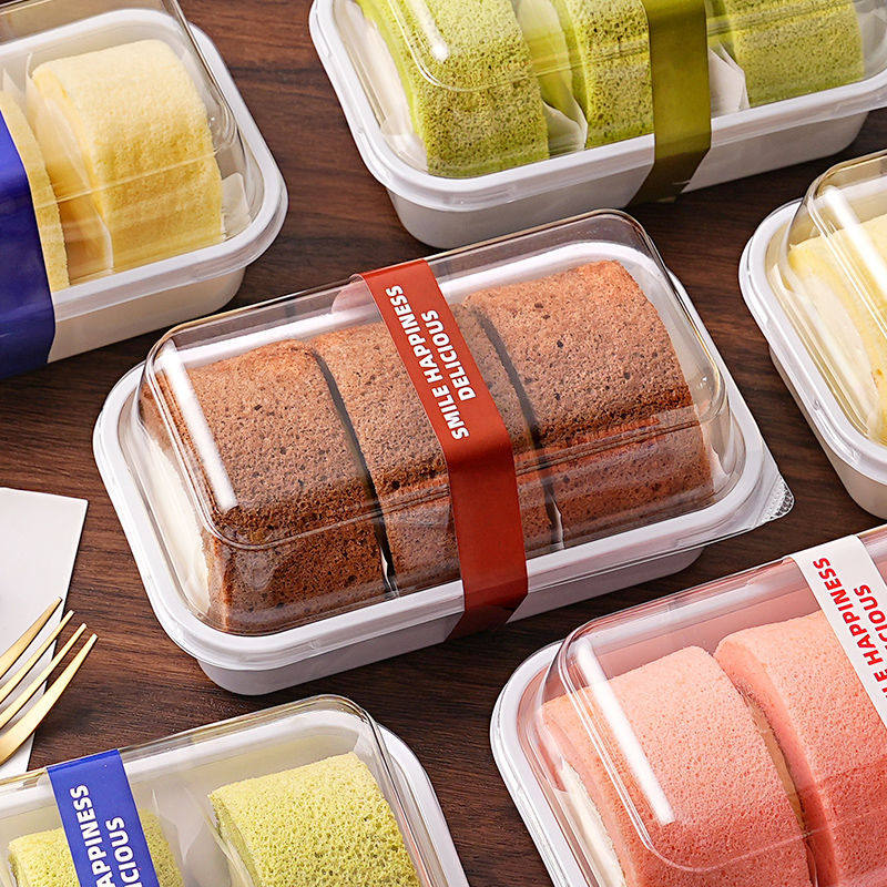 蛋糕卷包装盒切块半卷瑞士分隔纸透明加高烘焙点心盒西点盒子