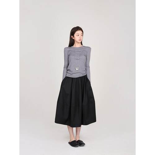 MultiMath小丁宝莉/泡泡裙/四季黑色半身裙秋休闲毛呢花苞裙女