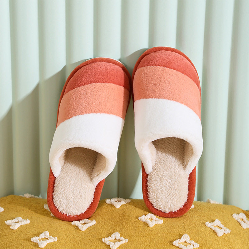 2022新款兔毛拼接地板棉保暖拖鞋情侣男女家居室内保暖毛绒棉拖鞋