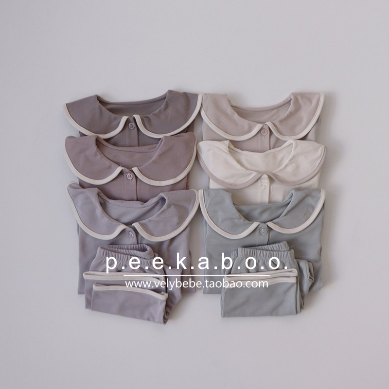 【清仓特价】春秋薄款peekaboo正品韩国童装儿童家居服软糯丝滑