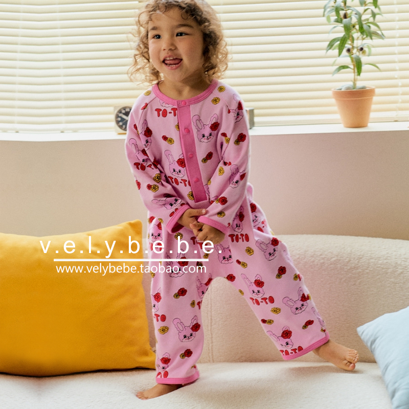 【春秋】rototobebe童装韩国婴儿爬服连体衣儿童家居服睡衣宽松