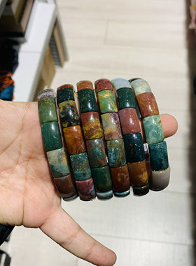天然海洋碧玉手牌天然水晶玉石彩色海洋碧玉简约百搭生日礼物