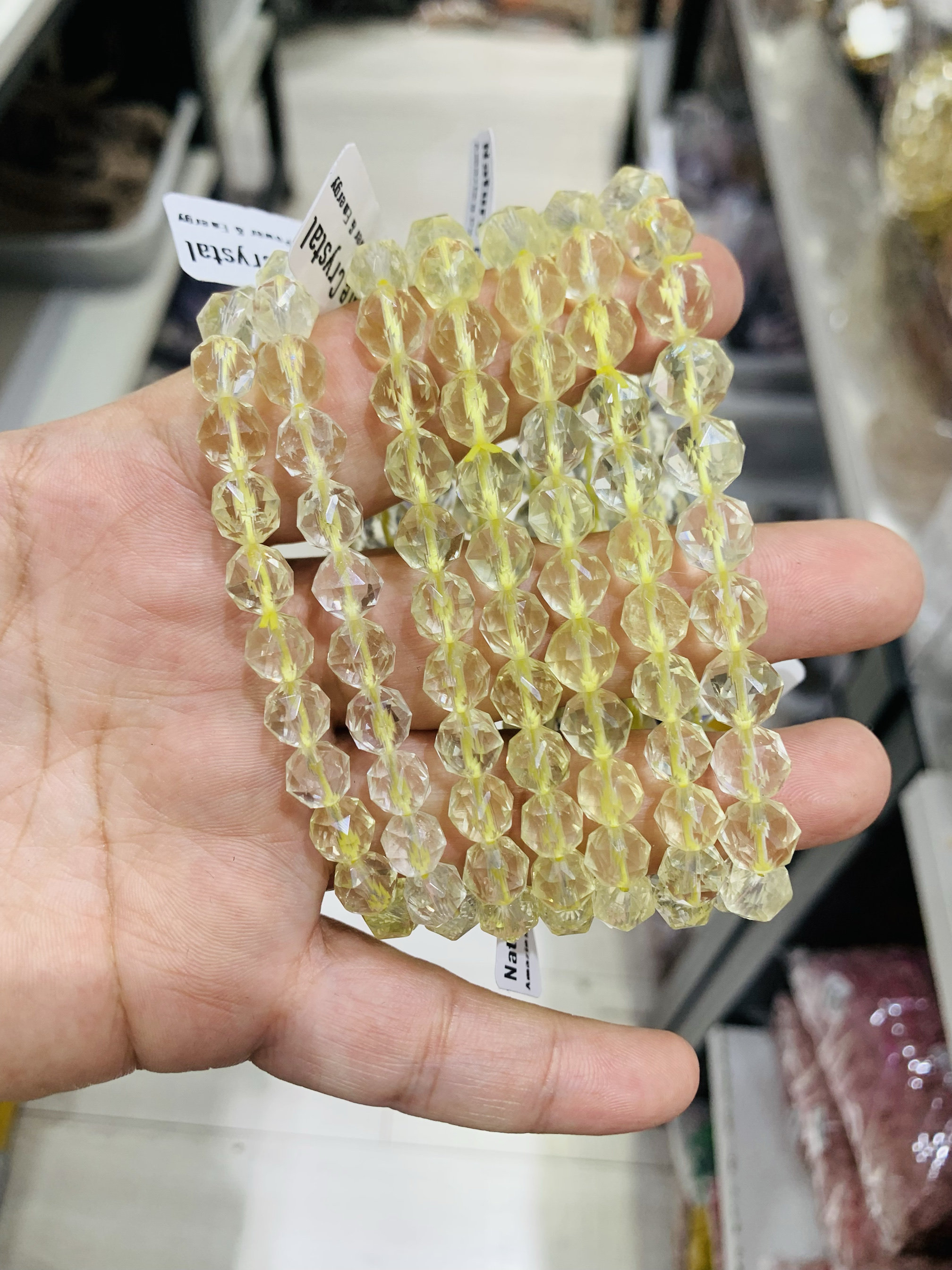 天然黄水晶刻面手串7mm柠檬黄黄水晶手链手串简约百搭生日礼物