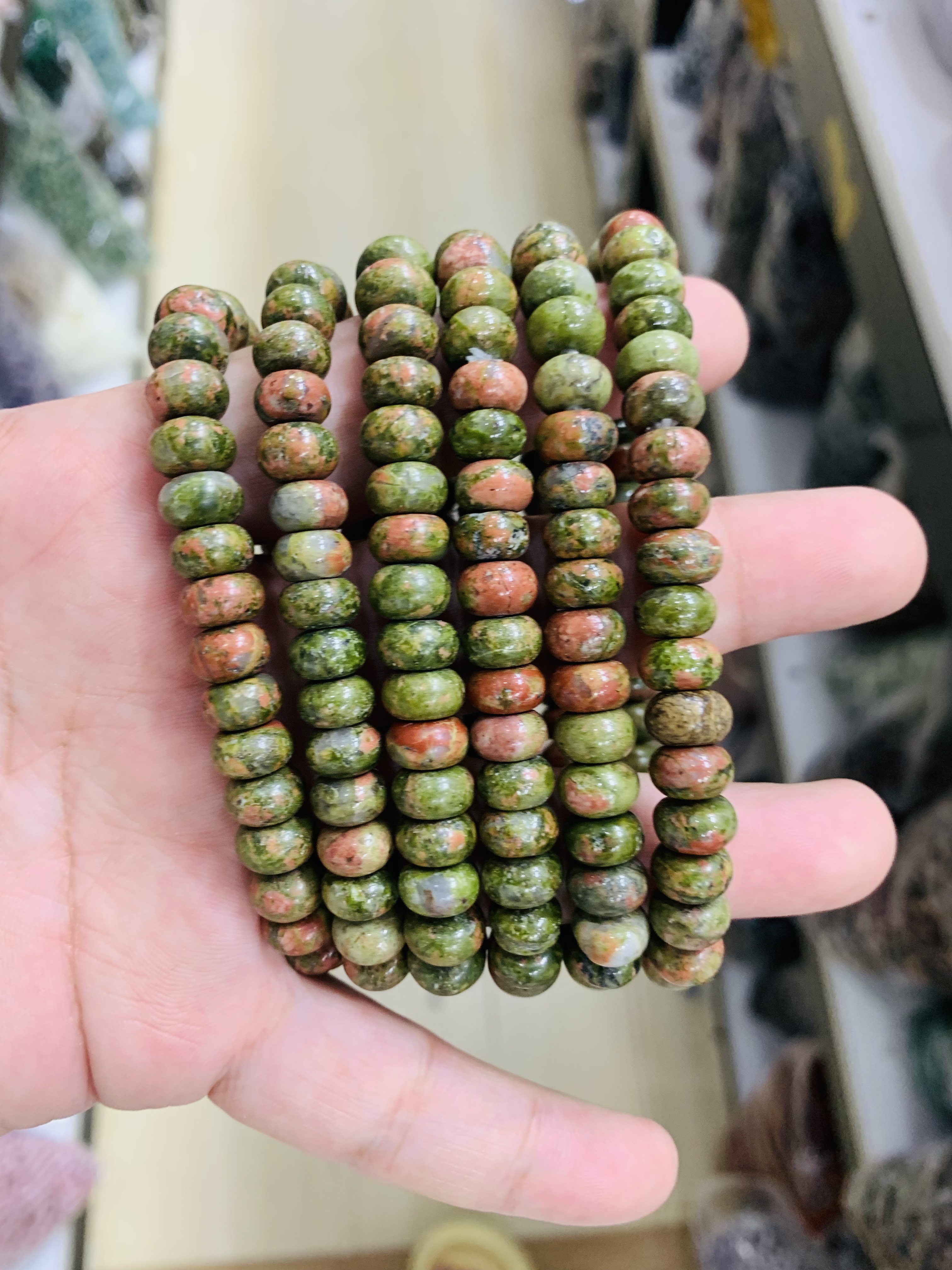 天然花绿宝花绿石手链手串算盘珠手饰/手串