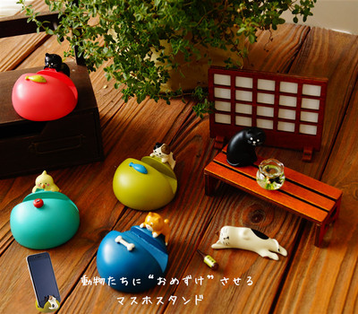 树下盒可爱风懒人手机座小动物