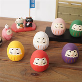 许愿还愿达摩系列摆件 杂货 招福陶土达摩福气公仔 日式 树下盒