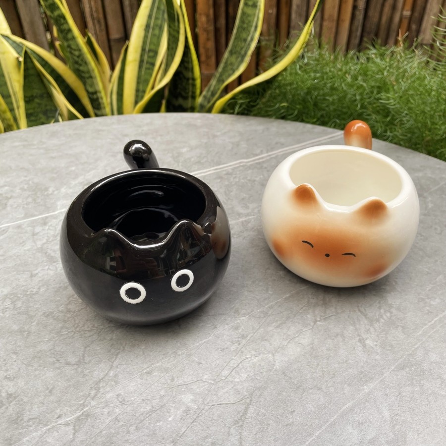 树下盒 日式可爱软萌猫咪咖啡杯小黑猫暹罗猫卡通马克杯水杯茶杯