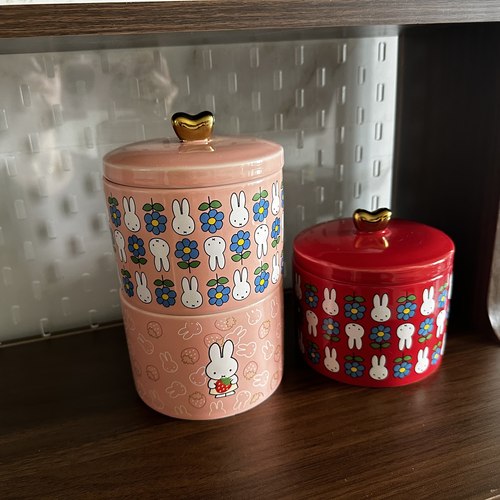 瑕疵特价 中古风格米菲兔装饰罐复古收纳罐陶瓷罐子