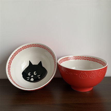 树下盒 釉下彩Nya酱日式猫咪拉面碗惊讶猫头汤碗陶瓷大碗餐具