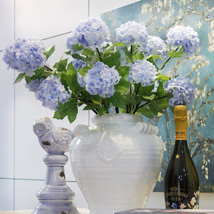 外贸出口仿真无尽夏紫阳花2头虎耳草科绣球花仿真八仙花家居装饰