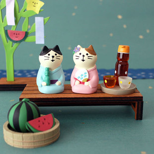 树下盒 七夕猫咪摆件 牛郎织女情侣小猫摆件乞巧节情人节系列