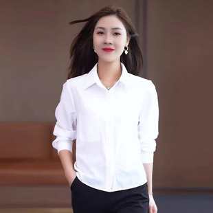 开春时髦衬衫 雪纺上衣衬衣今年流行漂亮小衫 外套 女新款 减龄白衬衫