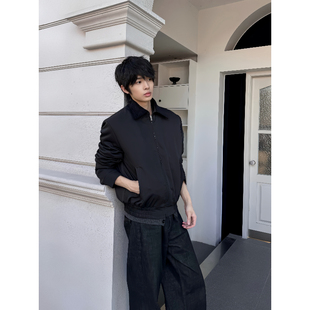 LECANEDE 男cleanfit拼接灯芯绒领帅气外套 复古秋冬飞行夹克