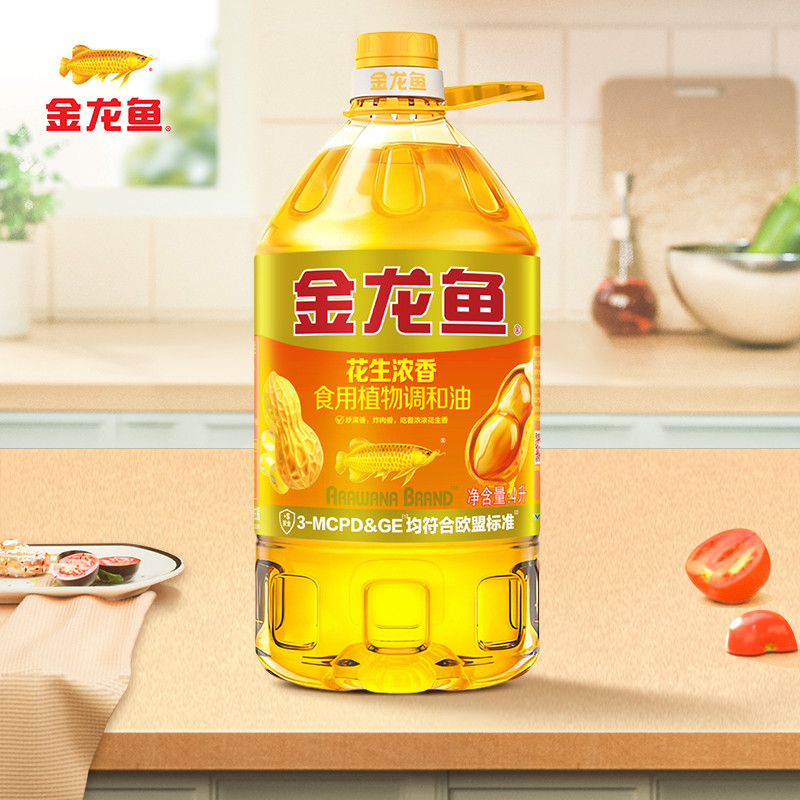 金龙鱼花生浓香型食用植物调和油4l 油桶食用油4升 桶装 家庭家用