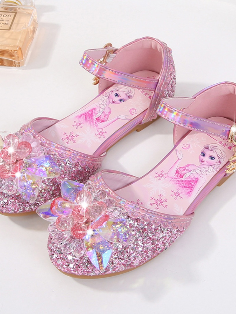 女童公主鞋夏季新款时尚冰雪爱莎水晶鞋钢琴表演舞蹈软底时尚凉鞋