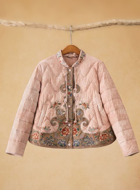 楚馨羽绒服原创民族风羽绒服女冬季2025新款重工刺绣加厚保暖外套