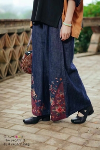 女2024新款 复古阔腿牛仔裤 宽松版 春秋大脚阔腿裤 休闲裤 裤 兰园