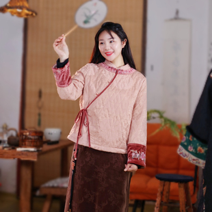 楚馨棉服原创民族风文艺设计师刺绣绣花立领斜襟长袖棉衣外套女