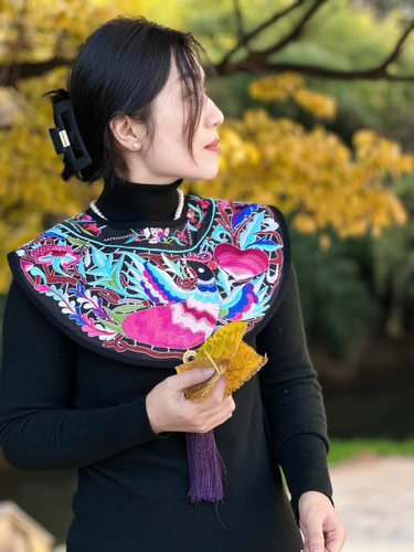 原创民族风绣花云肩汉服披肩配饰国风新娘结婚礼服披肩百搭古装女