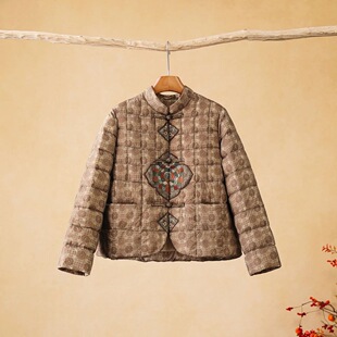 千椿物喜国风民族风羽绒服女冬季2025新款重工刺绣加厚保暖外套