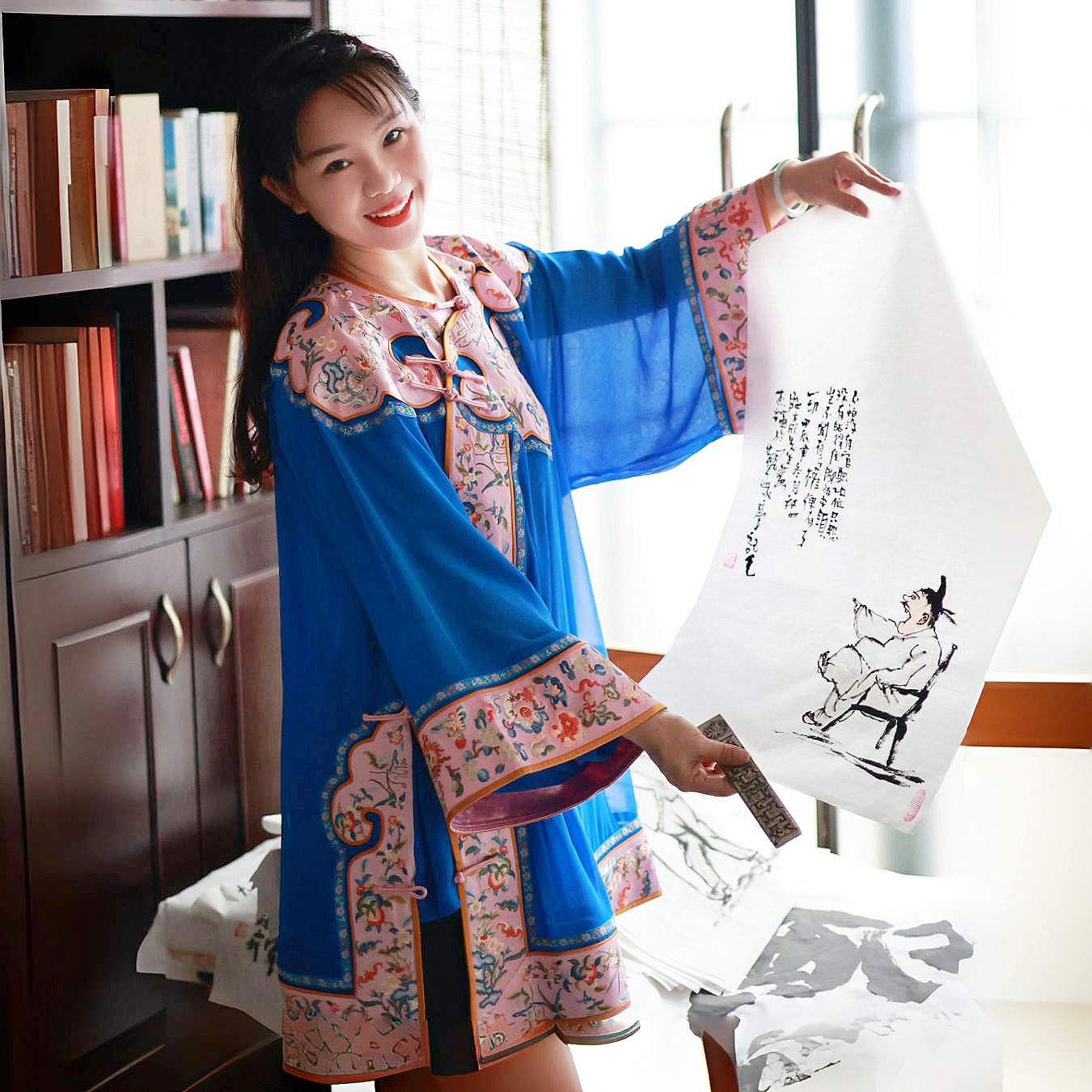 原创设计高定新中式国风复古手工重工桑蚕丝满绣斜襟汉服女装上衣