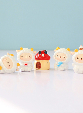 小羊树脂解压卡通桌面迷你摆件