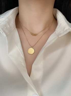 钛钢不掉色转运球项链ins时尚个性优美气质锁骨链女小众设计感潮