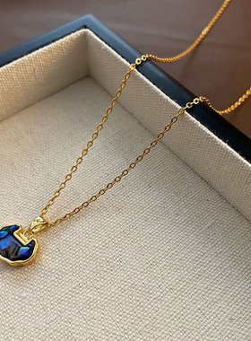 锁头鲍鱼贝铜吊坠轻奢百搭锁骨链女式寓意平安锁项链女式钛钢链