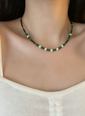 新中式玛瑙珍珠项链女2025新款爆款转运珠颈链轻奢小众设计锁骨链