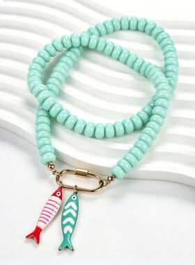 海滩度假时尚项饰沙滩串珠项链女鱼吊坠波西米亚风欧美饰品