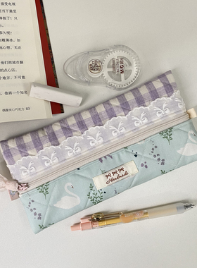 小物件doll紫色系拼布笔袋加厚学生笔袋化妆刷收纳袋大号便携笔袋