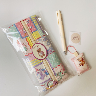 小物件doll自制韩系笔袋韵味紫色拼格收纳袋卡通学生笔袋扁扁拉链