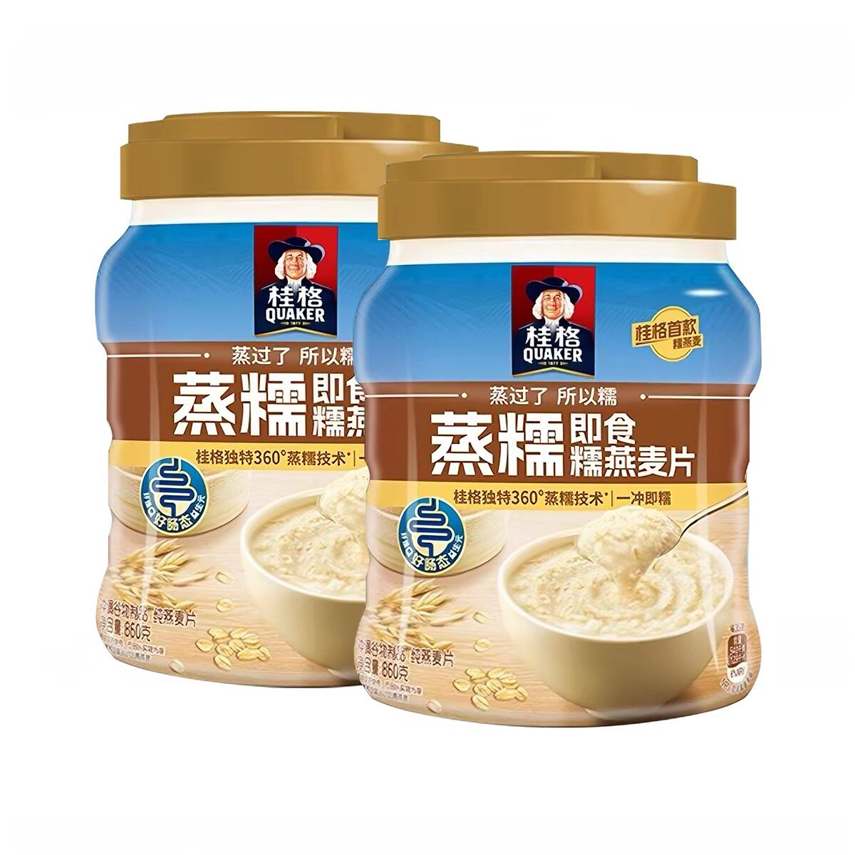 桂格蒸糯即食燕麦片860g*1罐装懒人早餐健康冲饮营养代餐