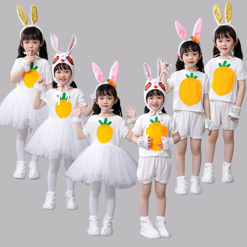 儿童小兔子演出服幼儿动物服小白兔舞蹈服童话cos舞台服可爱新款