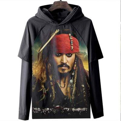 pirates of the caribbean 加勒比海盗长袖T恤衣服装数码印花服装