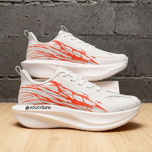 爆米花软底皮面运动鞋男款2025冬季新款初高中生超轻减震碳板跑鞋