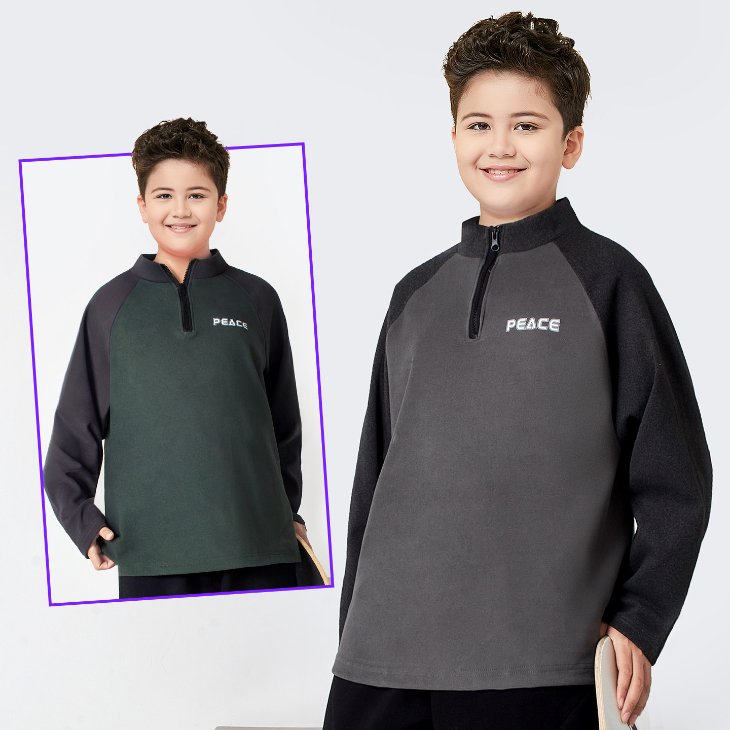 胖童中大童中领半拉链长袖T恤男童撞色插肩袖打底衫加肥加大上衣,童装/婴儿装/亲子装,T恤,淘宝优惠券,粉丝福利购,淘宝优惠卷