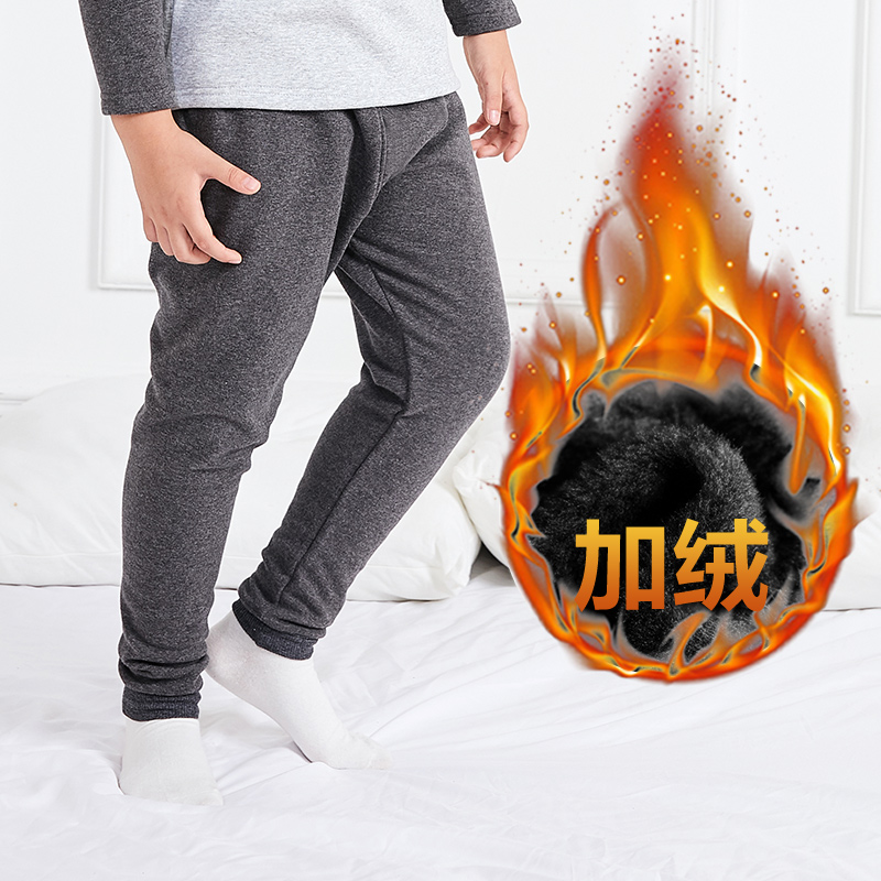 小荳伊男大童加绒打底裤胖男童保暖裤加绒加厚冬款加肥加大码毛裤