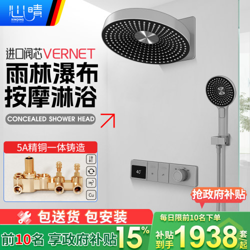 心晴暗装恒温花洒进口阀芯精铸体