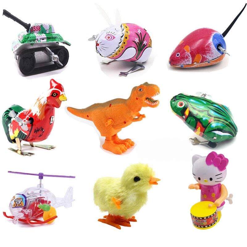 80년대 이후 세대를 위한 작은 동물 향수를 불러일으키는 어린이용 작은 개구리 태엽 장난감 주석 개구리 권선 점프 개구리 힘차게 튀는 작은 동물